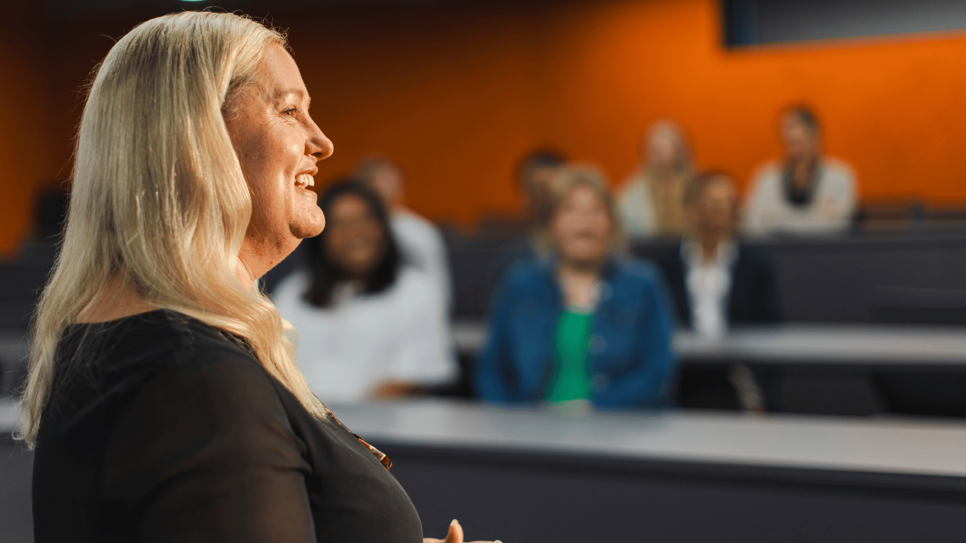 Professor Kathryn MacCallum, presenting to a lecture about the rise of AI in education.