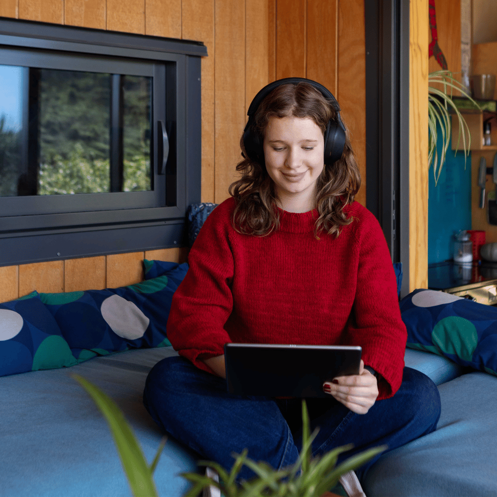 University of Canterbury student in a video session for her online Bachelor of Criminal Justice