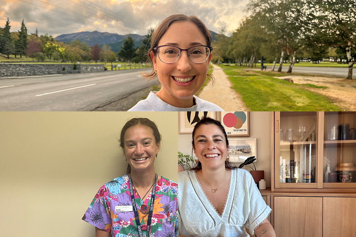 UC nursing graduates Hayley Good (top), Brydhi Stark (bottom right) and Tania Nascimento Ferreirinho Davies (bottom right). 