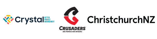 A collection of logos for Industry partners - Crystal Better Project Management, Crusaders, ChristchurchNZ